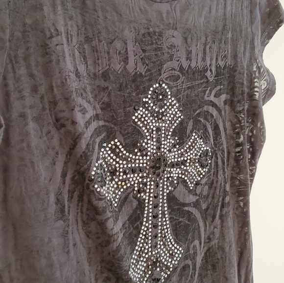 Sheer rhinestone cross gothic tshirt - Picture 3 of 9
